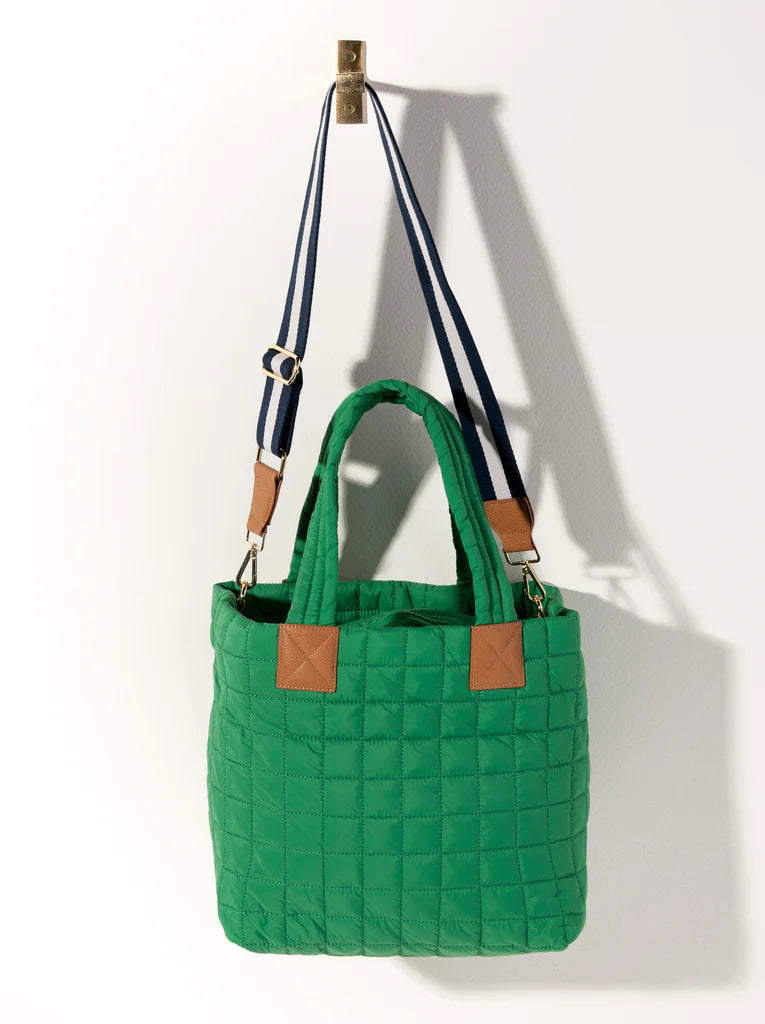 Ezra Quilted Nylon Tote in Green