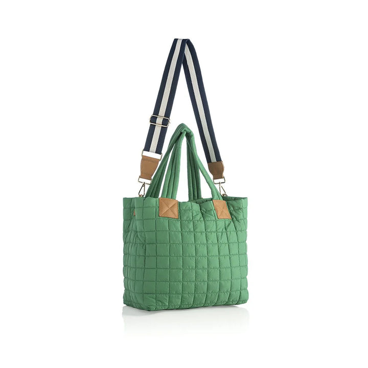 Ezra Quilted Nylon Tote in Green