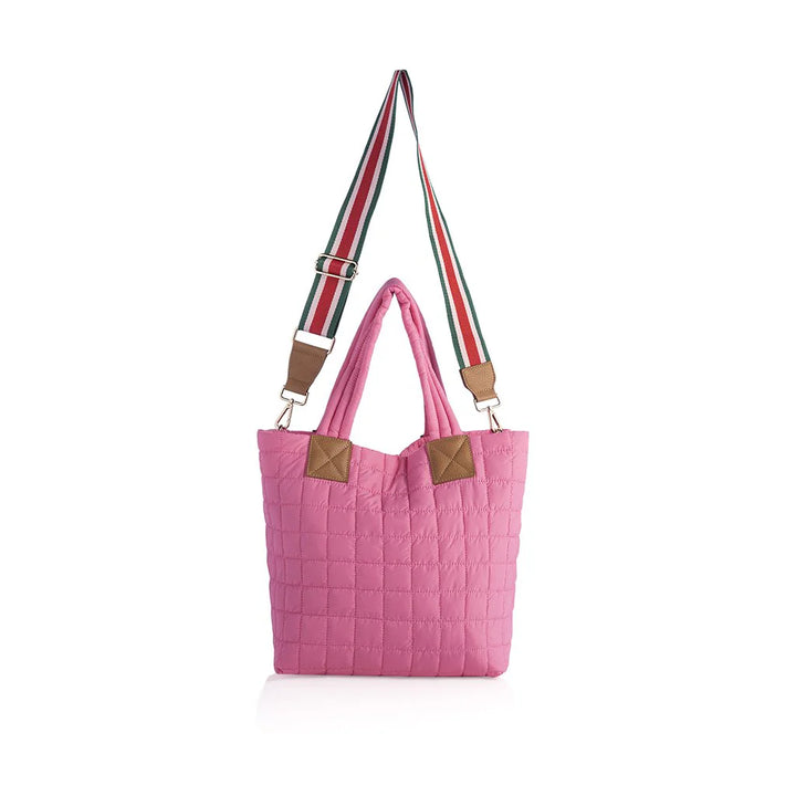 Ezra Quilted Nylon Tote in Pink