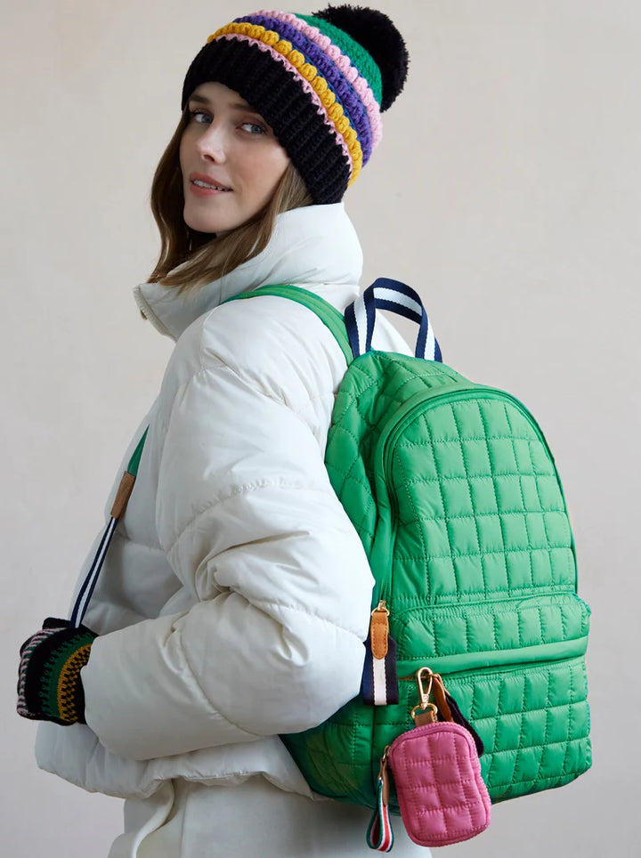 Ezra Quilted Nylon Backpack in Green