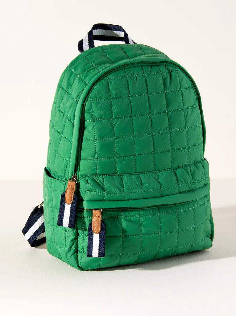 Ezra Quilted Nylon Backpack in Green