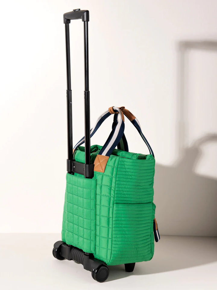 Ezra Quilted Nylon Roller Tote in Green