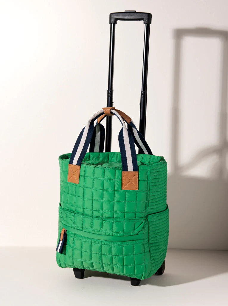 Ezra Quilted Nylon Roller Tote in Green