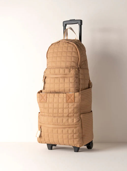 Ezra Quilted Nylon Roller Tote in Tan