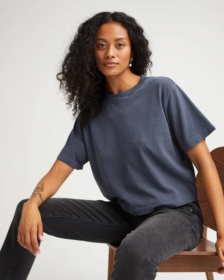 Richer Poorer Relaxed Crop Tee in Blue Steel