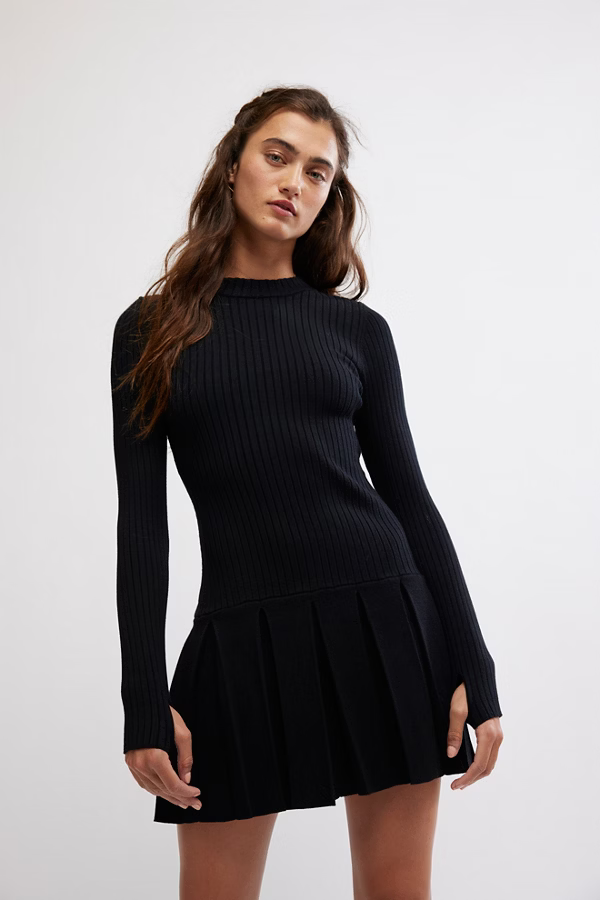 Free People Emmy Mini Dress in Black