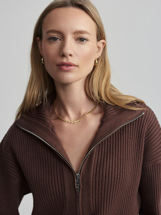 Varley Janie Half-Zip Knit in Chestnut