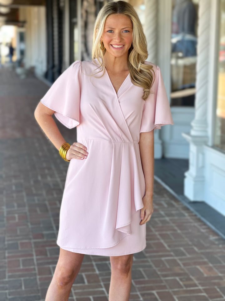 Last Act Light Pink Wrap Dress