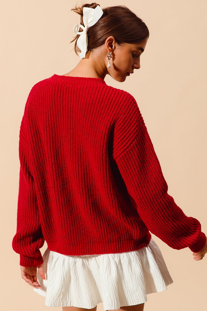 Perfectly Tied Red Christmas Sweater