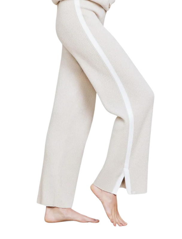 Barefoot Dreams CozyChic Ultra Lite® Ribbed Split-Hem Pants in Stone Pearl