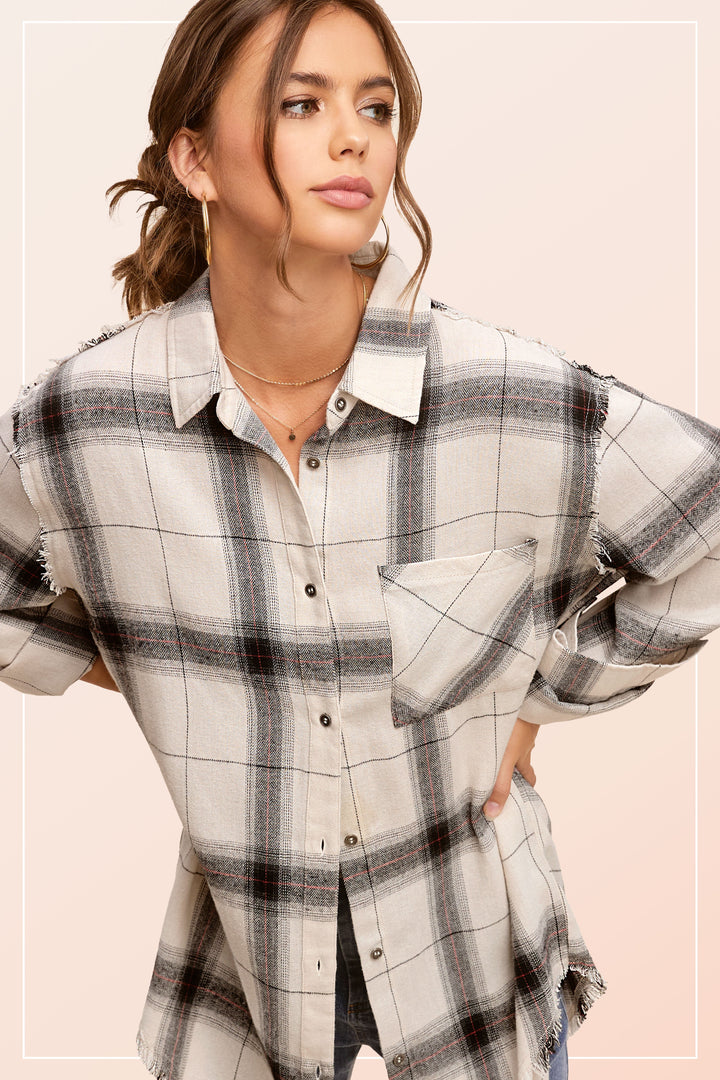 Doesn't Add Up Black Plaid Top