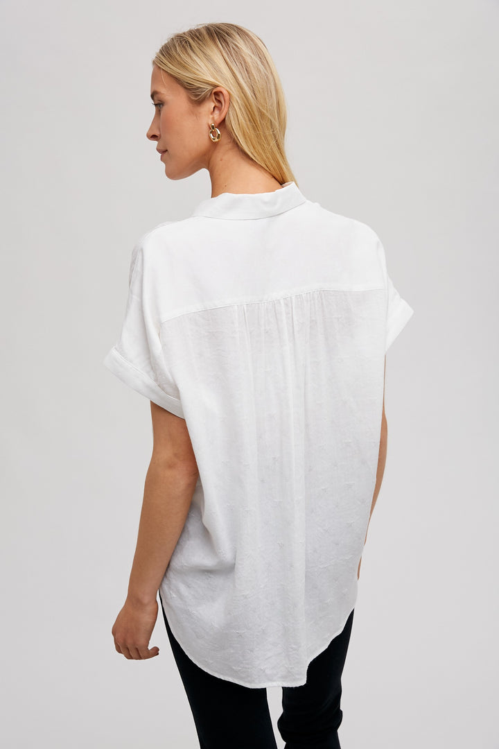 Go Getter Star Embroidered Top in White