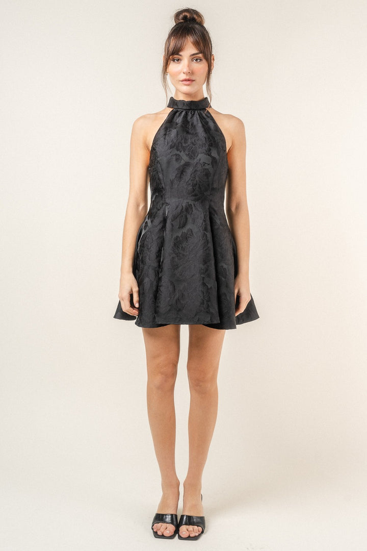 Dancing In The Rain Black Halter Dress