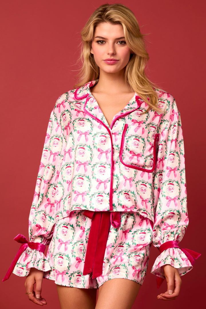 Pink Santa Christmas Pajama Set