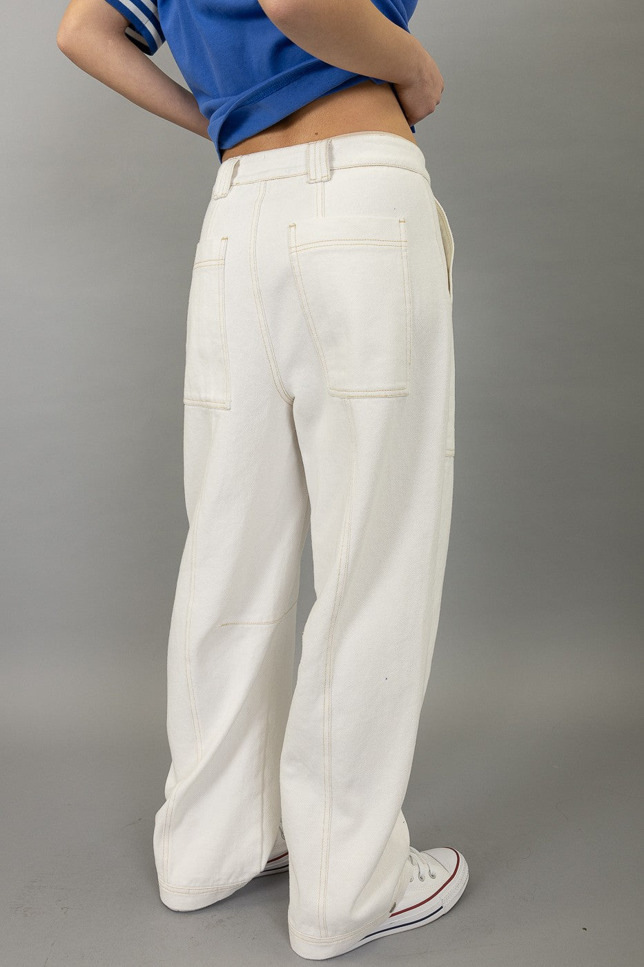 Ivory Relaxed Fit Wide-Leg Pants