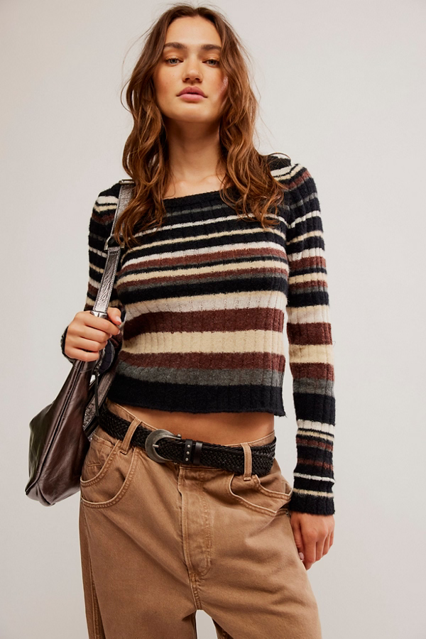 Free People Lumen Stripe Pullover Sweater