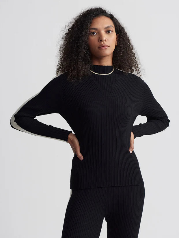 Varley Wilshire Mock Neck Knit in Black