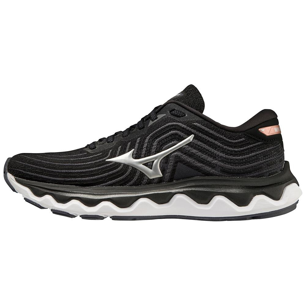 Women's Mizuno Wave Horizon 6 Wide Running Shoe in Black-Silver