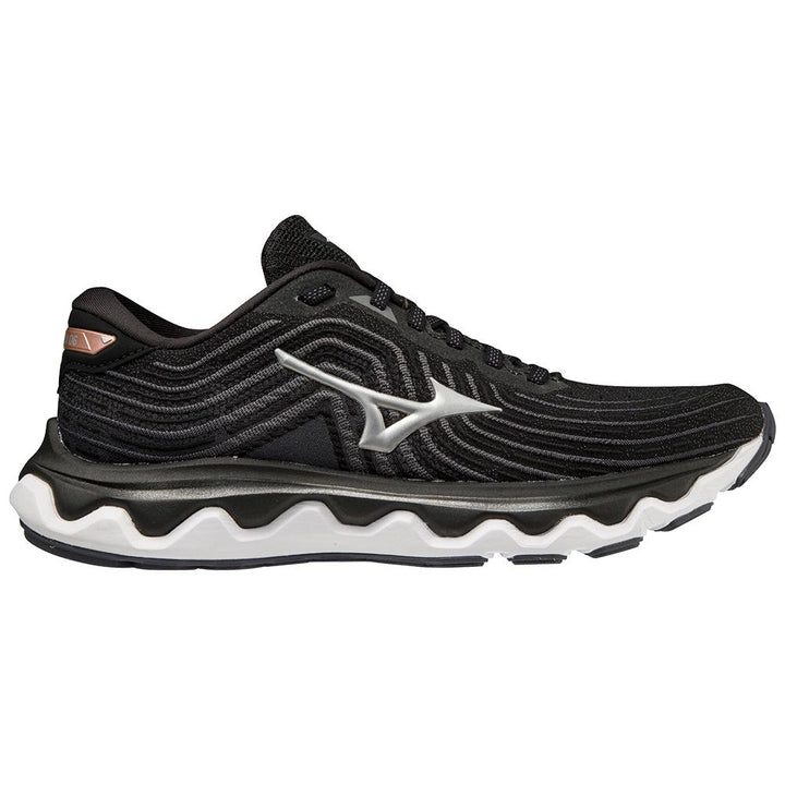 Women's Mizuno Wave Horizon 6 Wide Running Shoe in Black-Silver