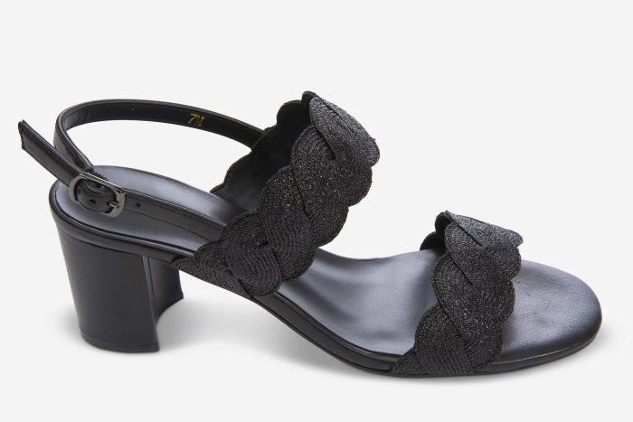 Vaneli Lettie Woven Block Heel Sandals in Black