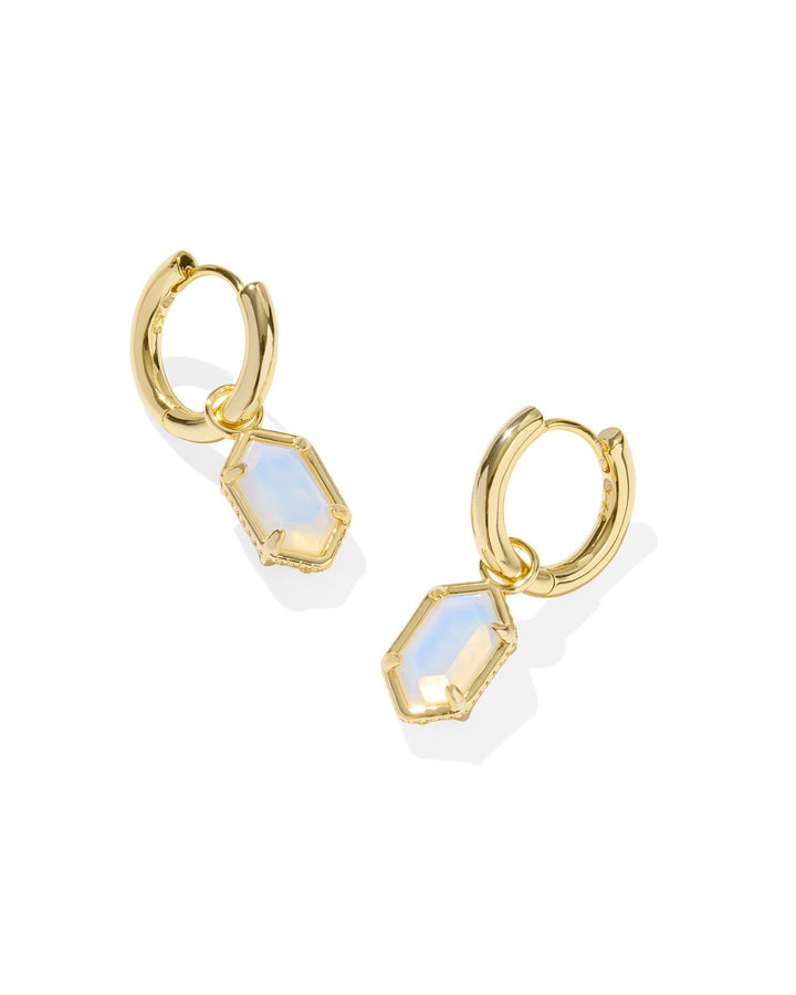 Kendra Scott Hallie Huggie Earrings in Gold Opalite Illusion