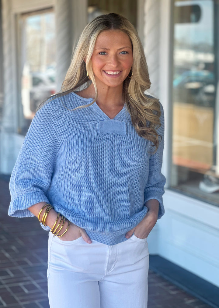 Simply The Vibe Sweater in Periwinkle Blue