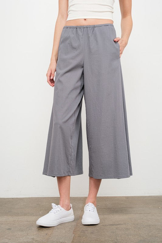 Side Slit Wide Leg Pants in Grey