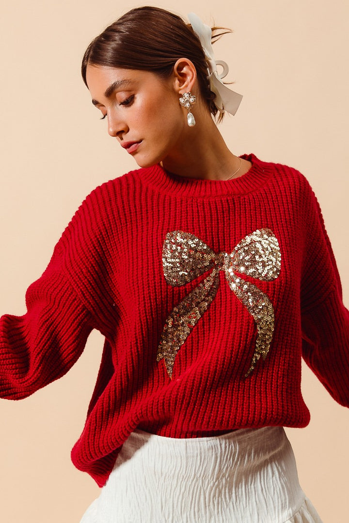 Perfectly Tied Red Christmas Sweater