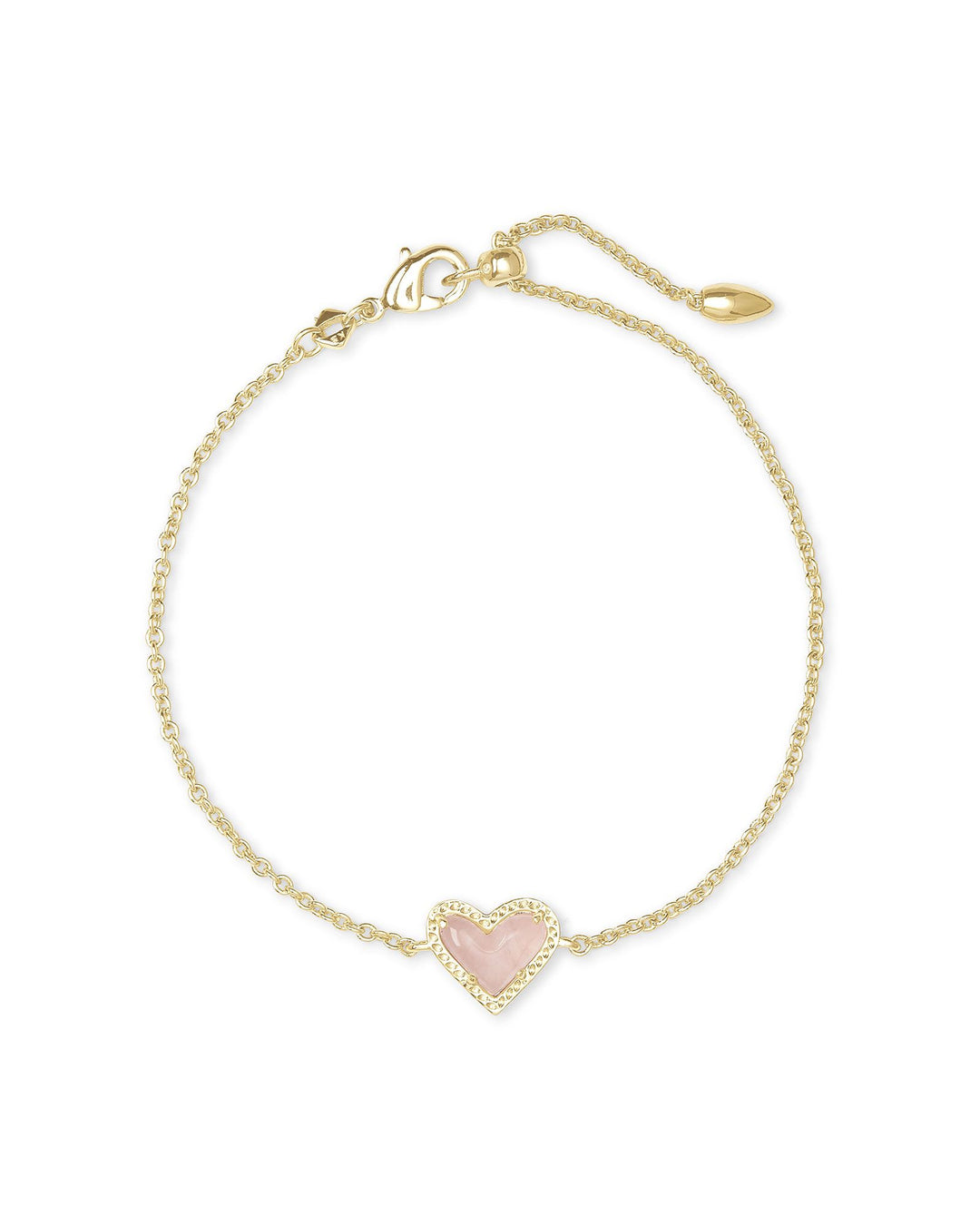 Kendra Scott Ari Heart Gold Chain Bracelet in Rose Quartz