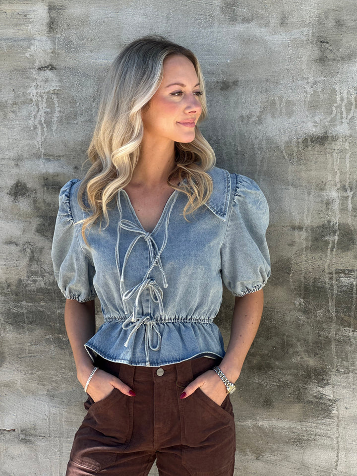 Ashton Light Denim Blouse