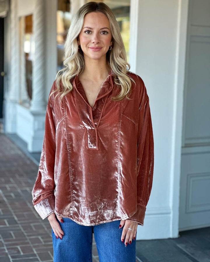 Free People Luxy Velvet Solid Cedar Wood Top