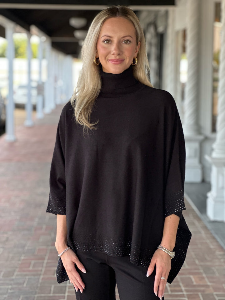 Molly Bracken Turtleneck Poncho in Black