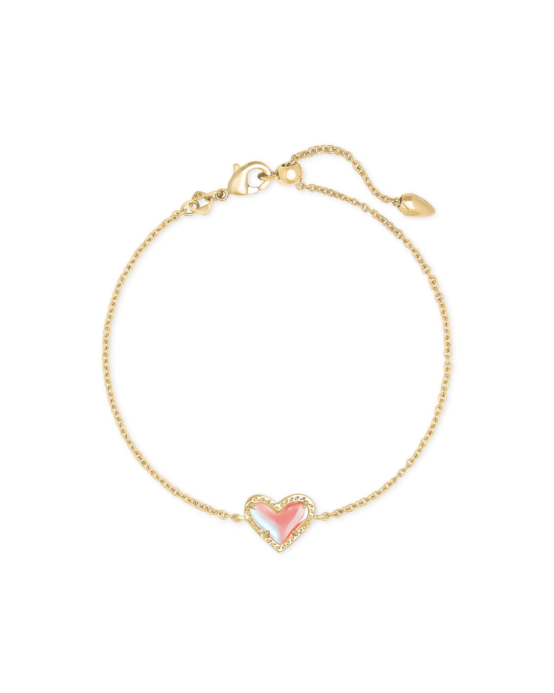 Kendra Scott Ari Heart Gold Chain Bracelet in Dichroic Glass