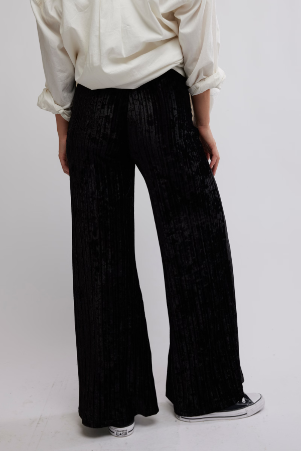 Free People Star Side Velvet Pant in Black