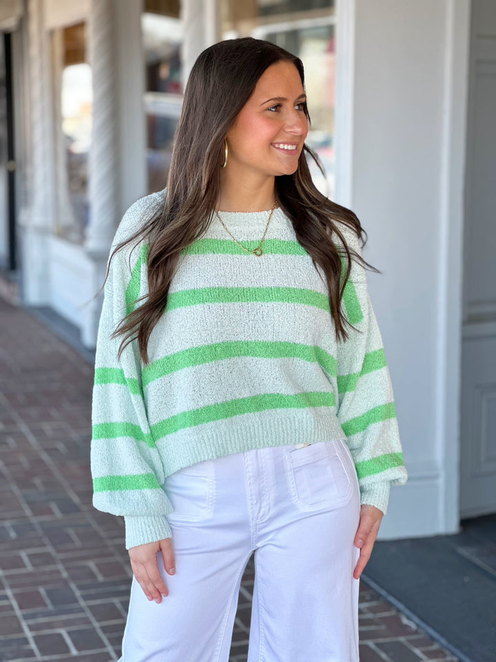 Rowan Striped Mint Green Sweater Top