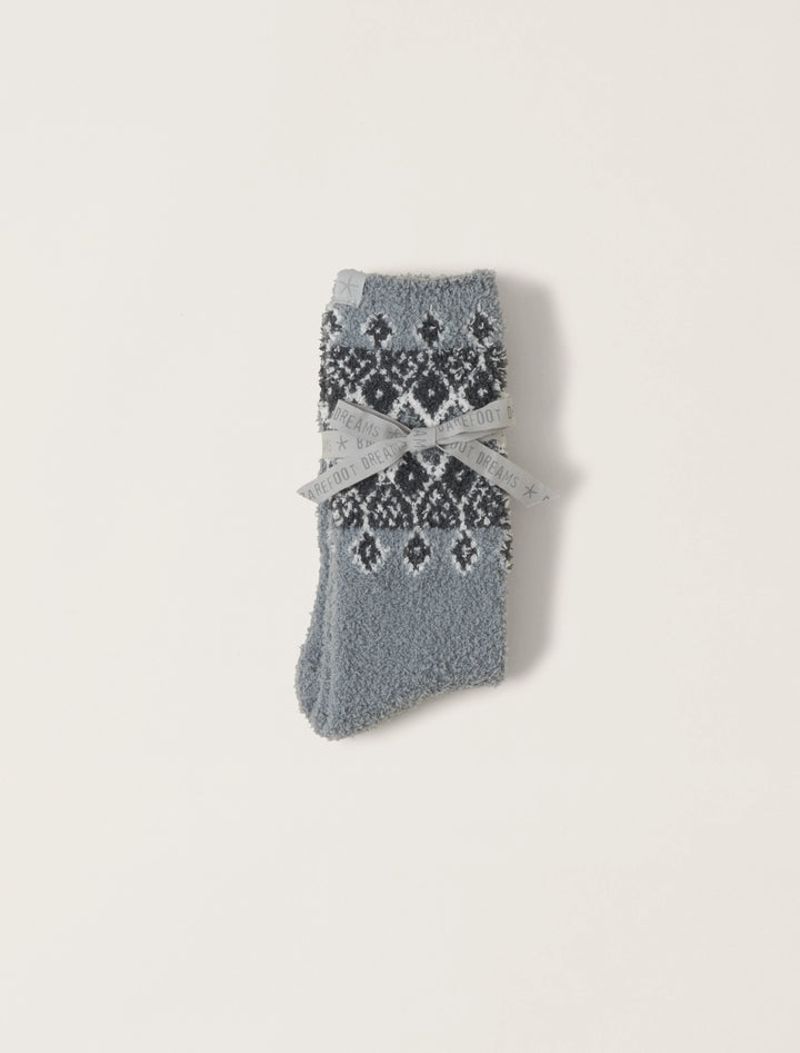 Barefoot Dreams CozyChic® Fair Isle Socks in Moonbeam Multi