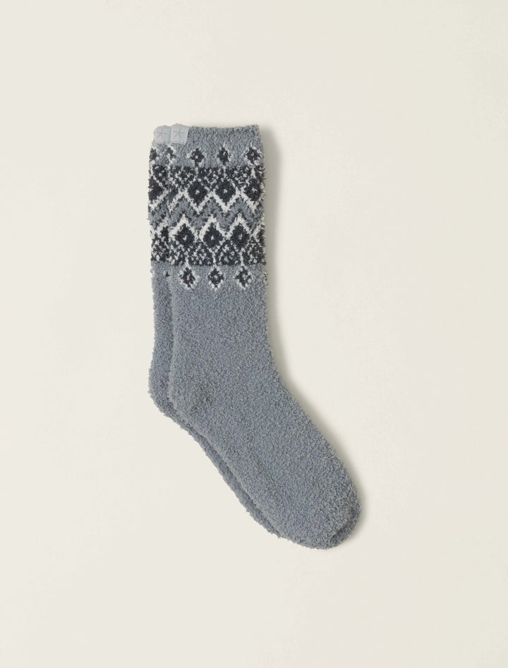 Barefoot Dreams CozyChic® Fair Isle Socks in Moonbeam Multi