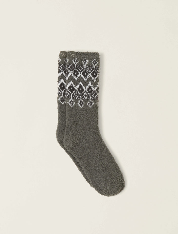 Barefoot Dreams CozyChic® Fair Isle Socks in Olive Branch Multi