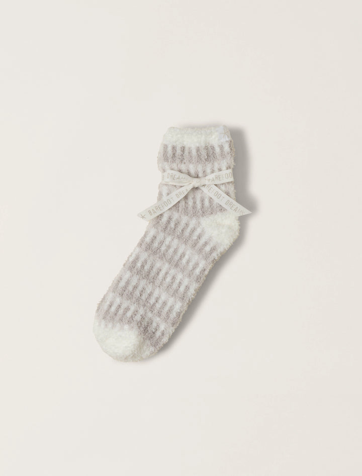 Barefoot Dreams CozyChic® Stripe Geo Tennis Socks in Pearl Multi