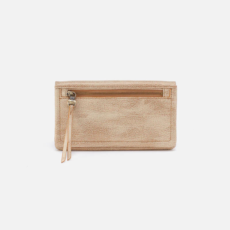 Hobo Lumen Continental Wallet in Metallic Leather | Gold Leaf