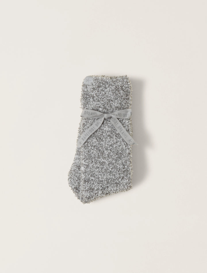 Barefoot Dreams Cozychic® Heathered Socks in Moonbeam / White