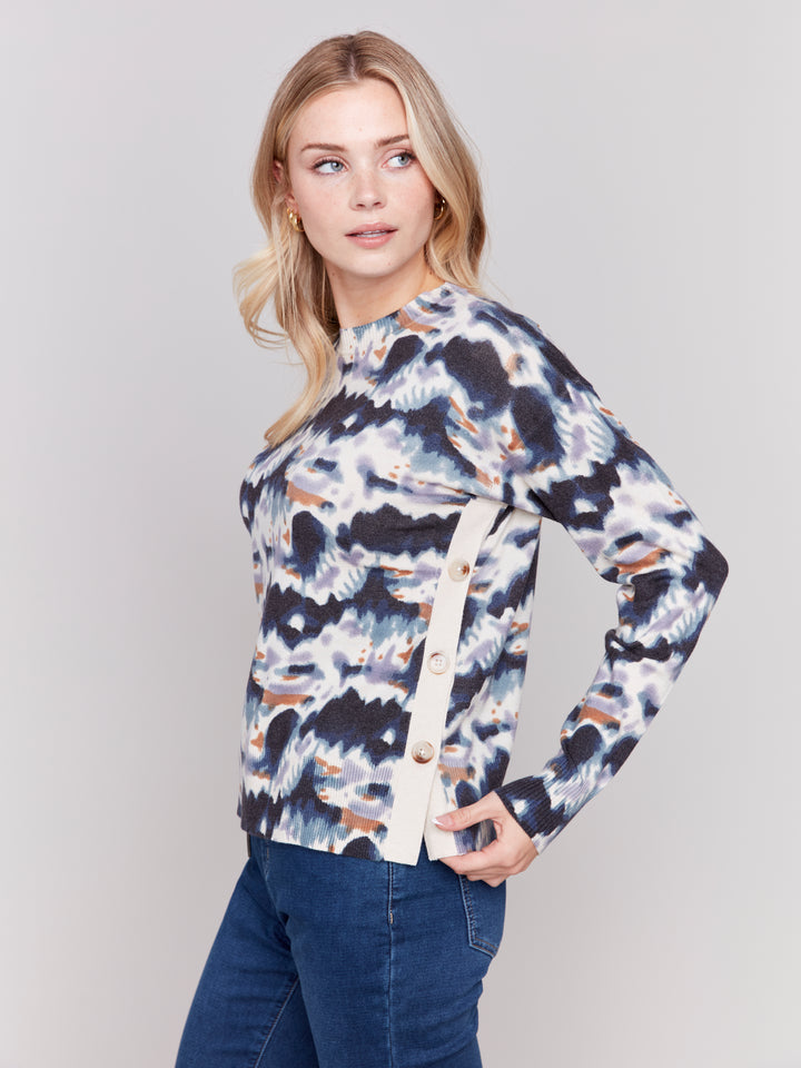 Charlie B Tie Dye Side Button Sweater