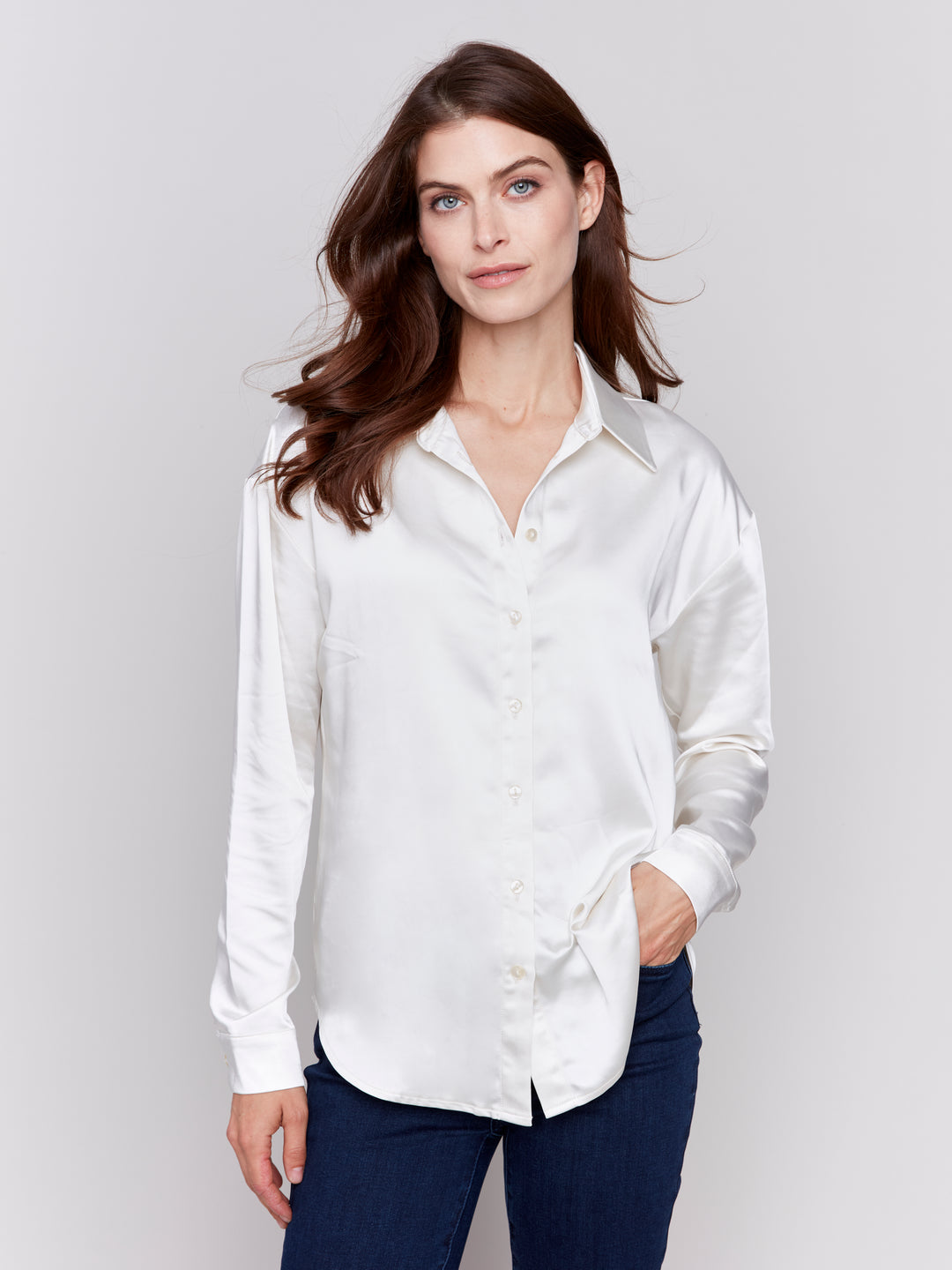 Charlie B Gusty Button-Down Shirt in Ecru