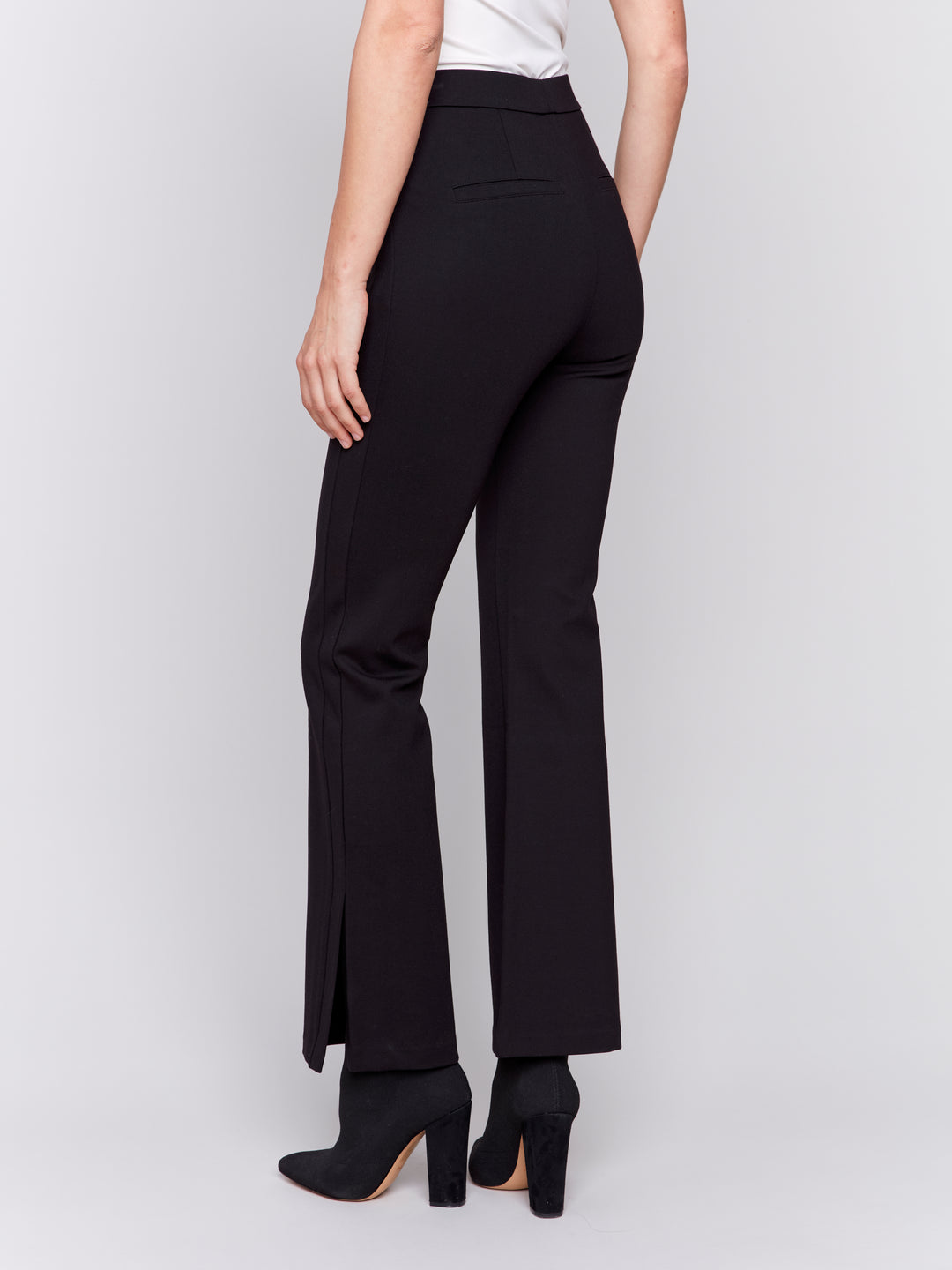 Charlie B Solid Flare Leg Black Pant