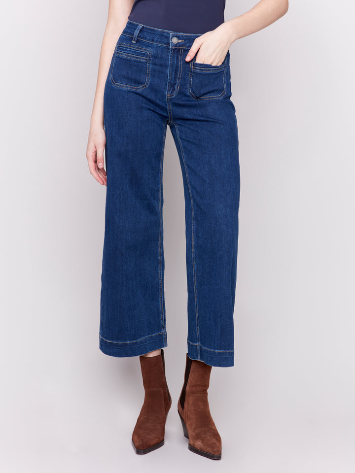 Charlie B Patch Pocket Pant in Indigo Denim