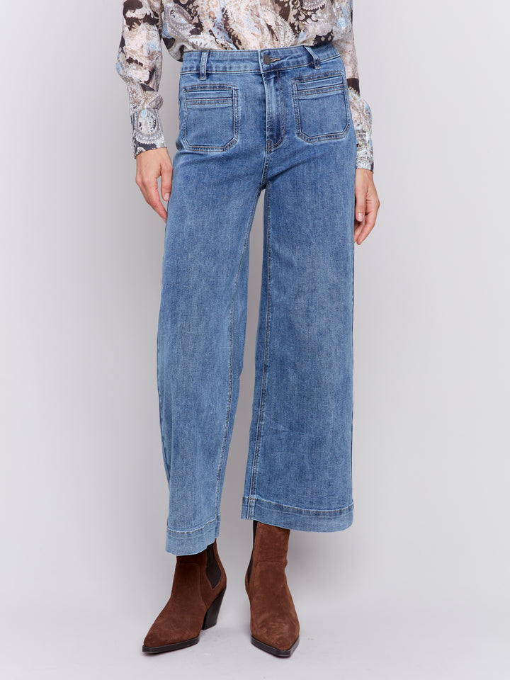 Charlie B Patch Pocket Pant in Denim