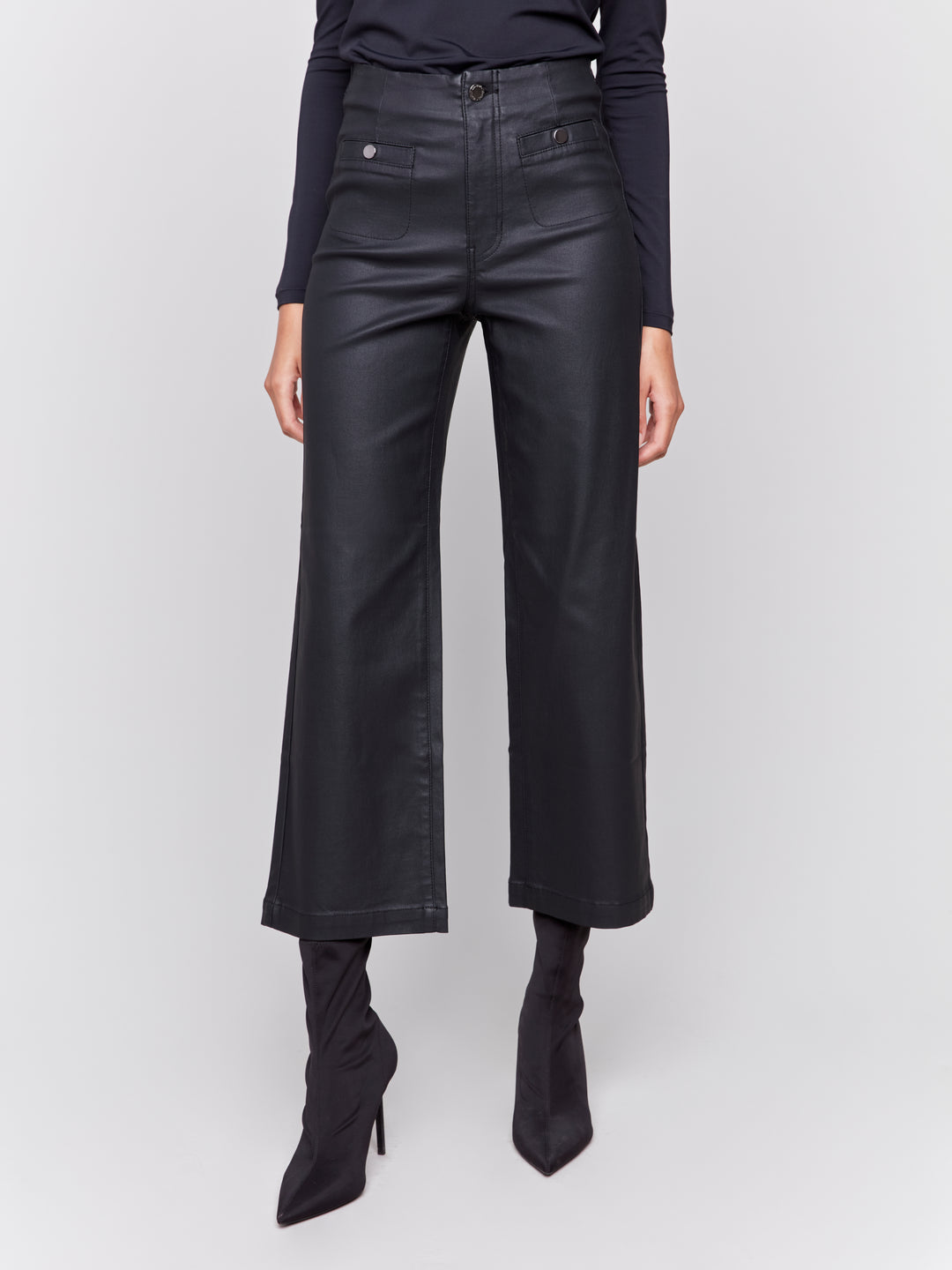 Charlie B Wax Flare Leg Pant in Black