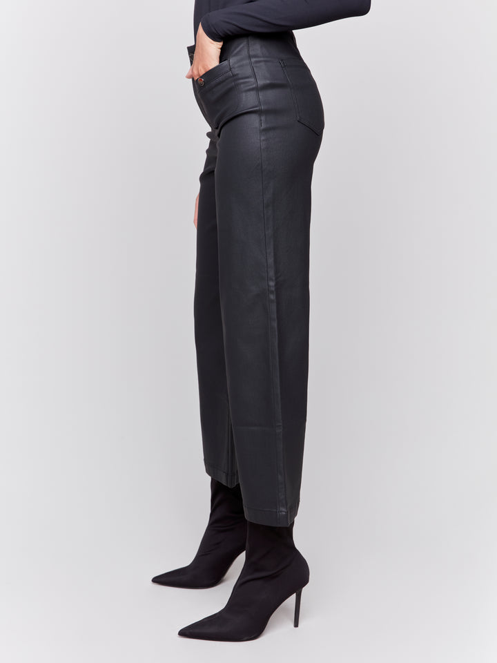 Charlie B Wax Flare Leg Pant in Black