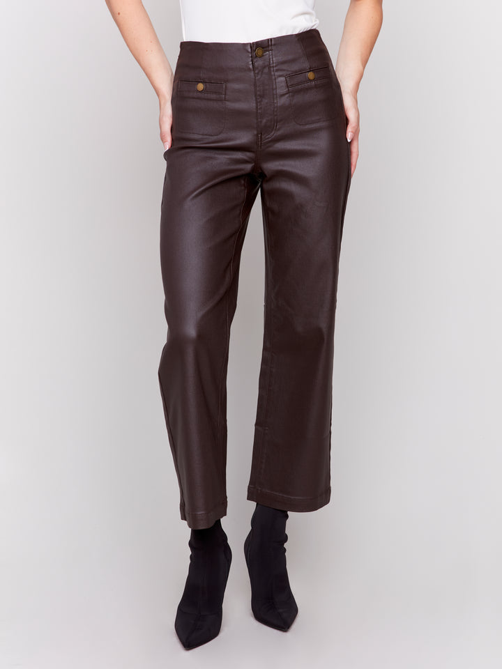 Charlie B Wax Flare Leg Pant in Mocha