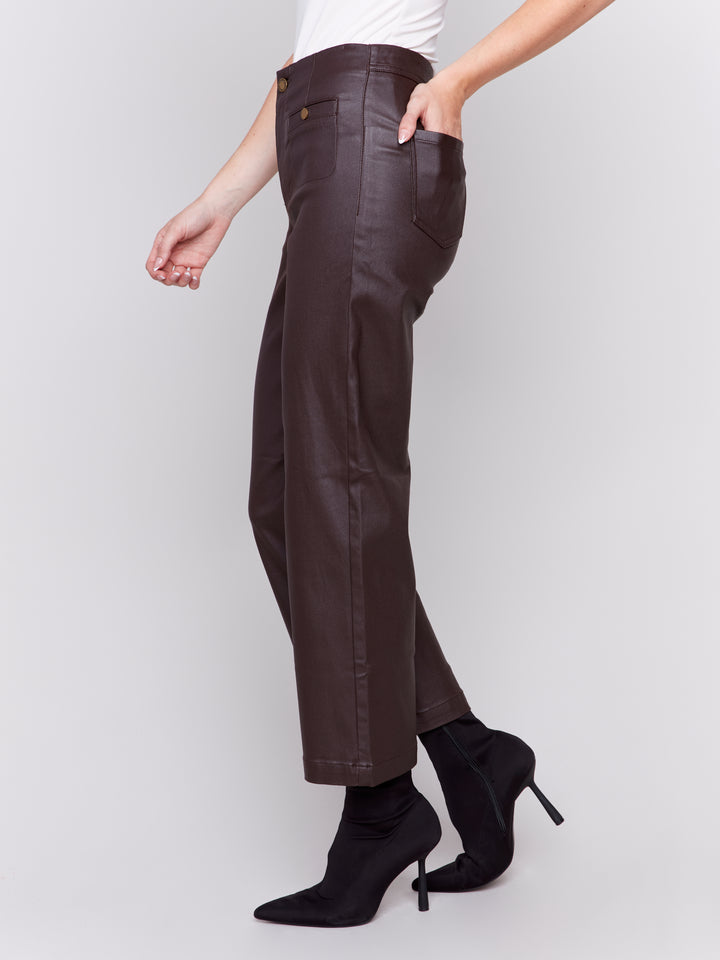 Charlie B Wax Flare Leg Pant in Mocha